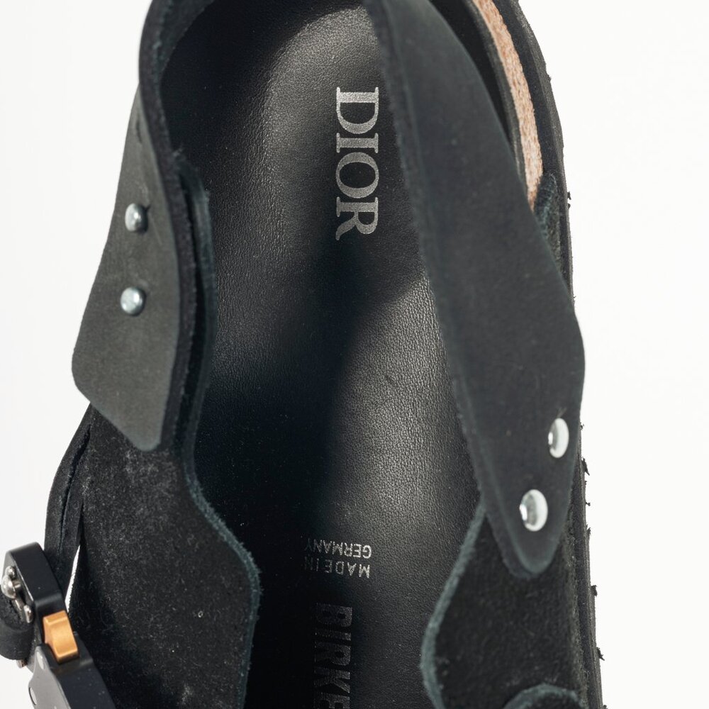 Dior x Birkenstock Tokio Black Nubuck Calfskin Leather Slippers - Picture 11 of 12